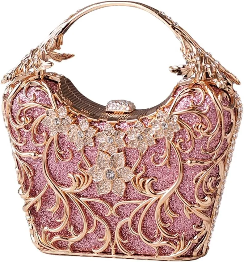 Women Rhinestone Evening Bag Sparkly Sequin Purse Crystal Clutch Bag Bridal Wedding Handbag Glitter Shoulder Bag