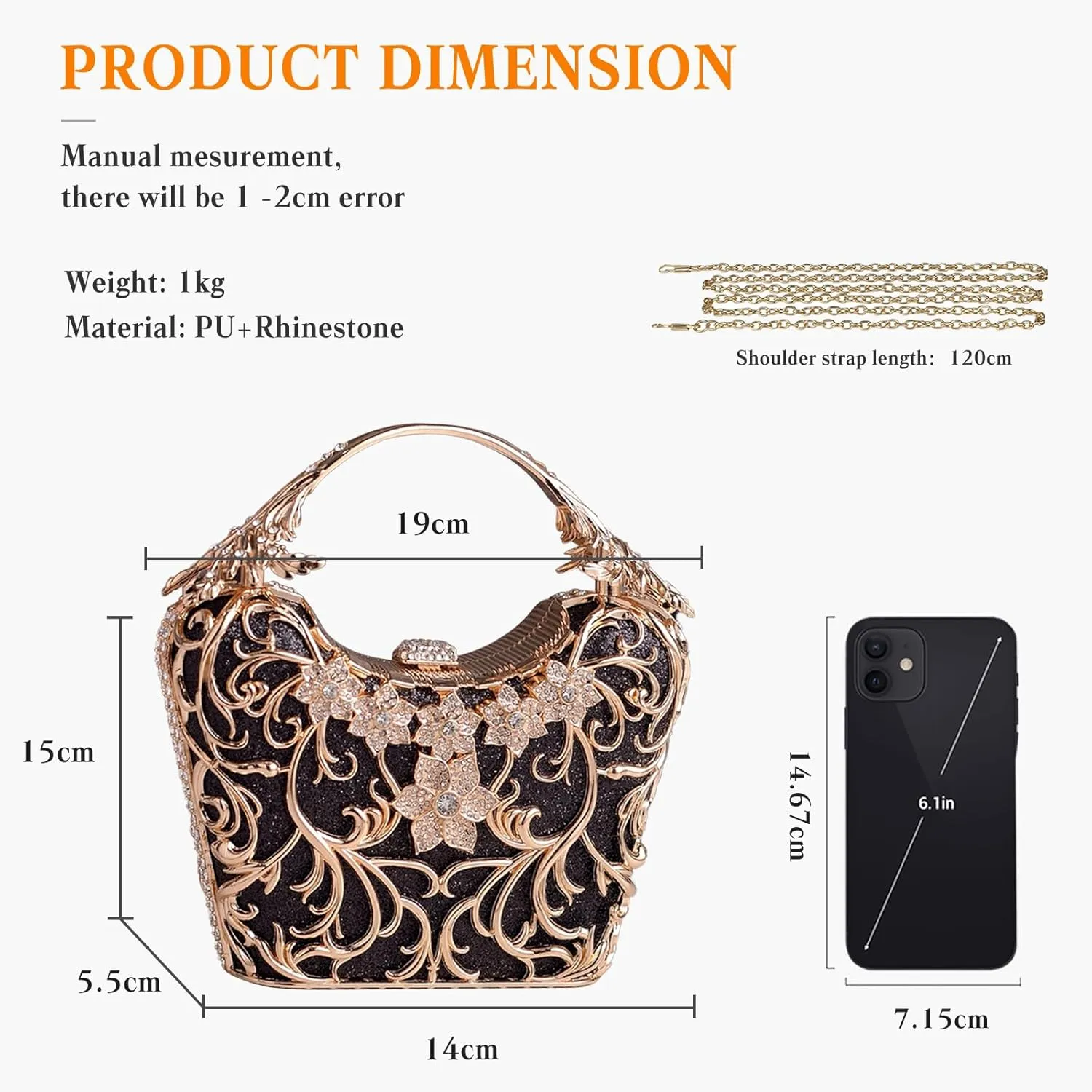 Women Rhinestone Evening Bag Sparkly Sequin Purse Crystal Clutch Bag Bridal Wedding Handbag Glitter Shoulder Bag