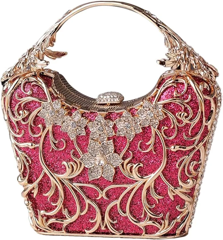 Women Rhinestone Evening Bag Sparkly Sequin Purse Crystal Clutch Bag Bridal Wedding Handbag Glitter Shoulder Bag