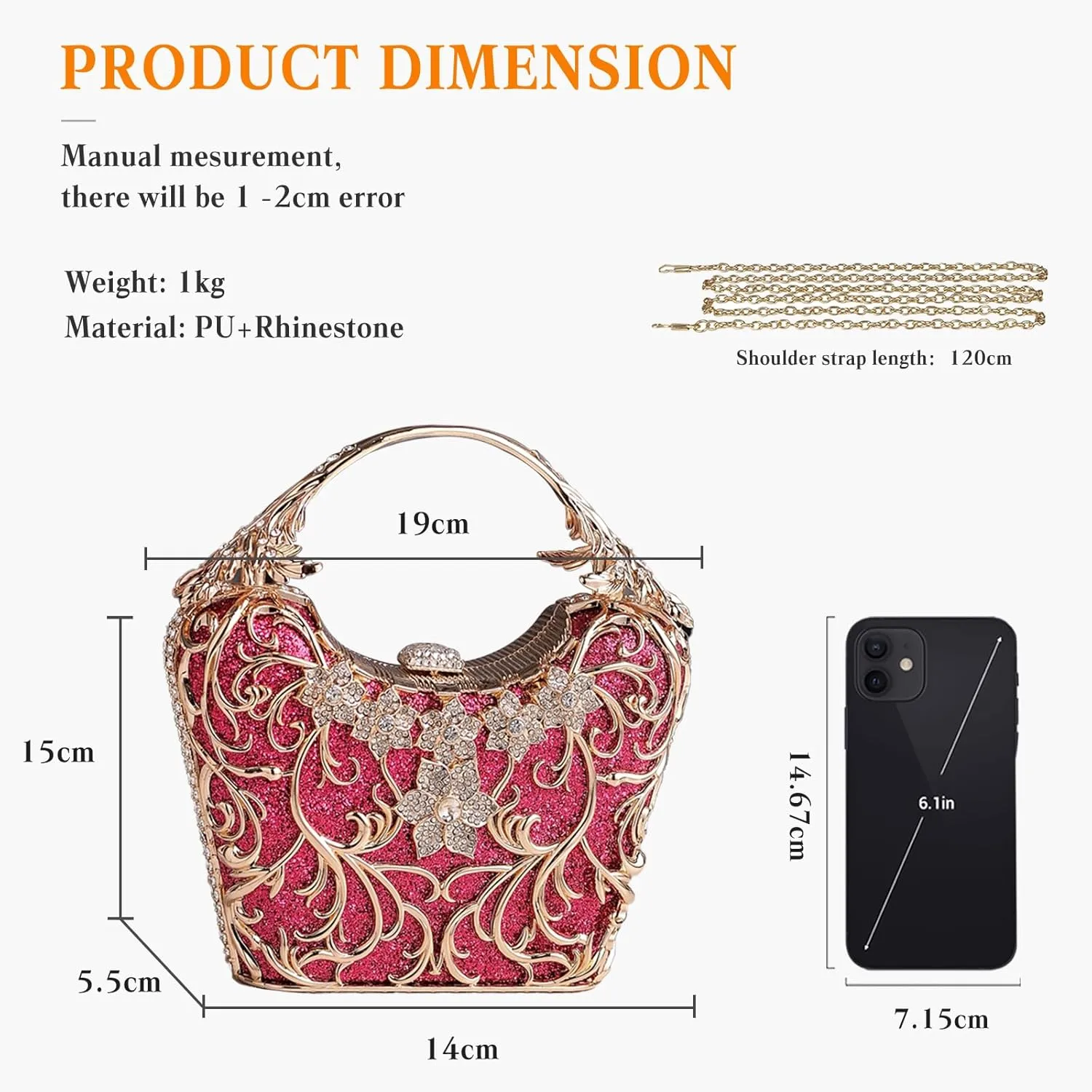 Women Rhinestone Evening Bag Sparkly Sequin Purse Crystal Clutch Bag Bridal Wedding Handbag Glitter Shoulder Bag