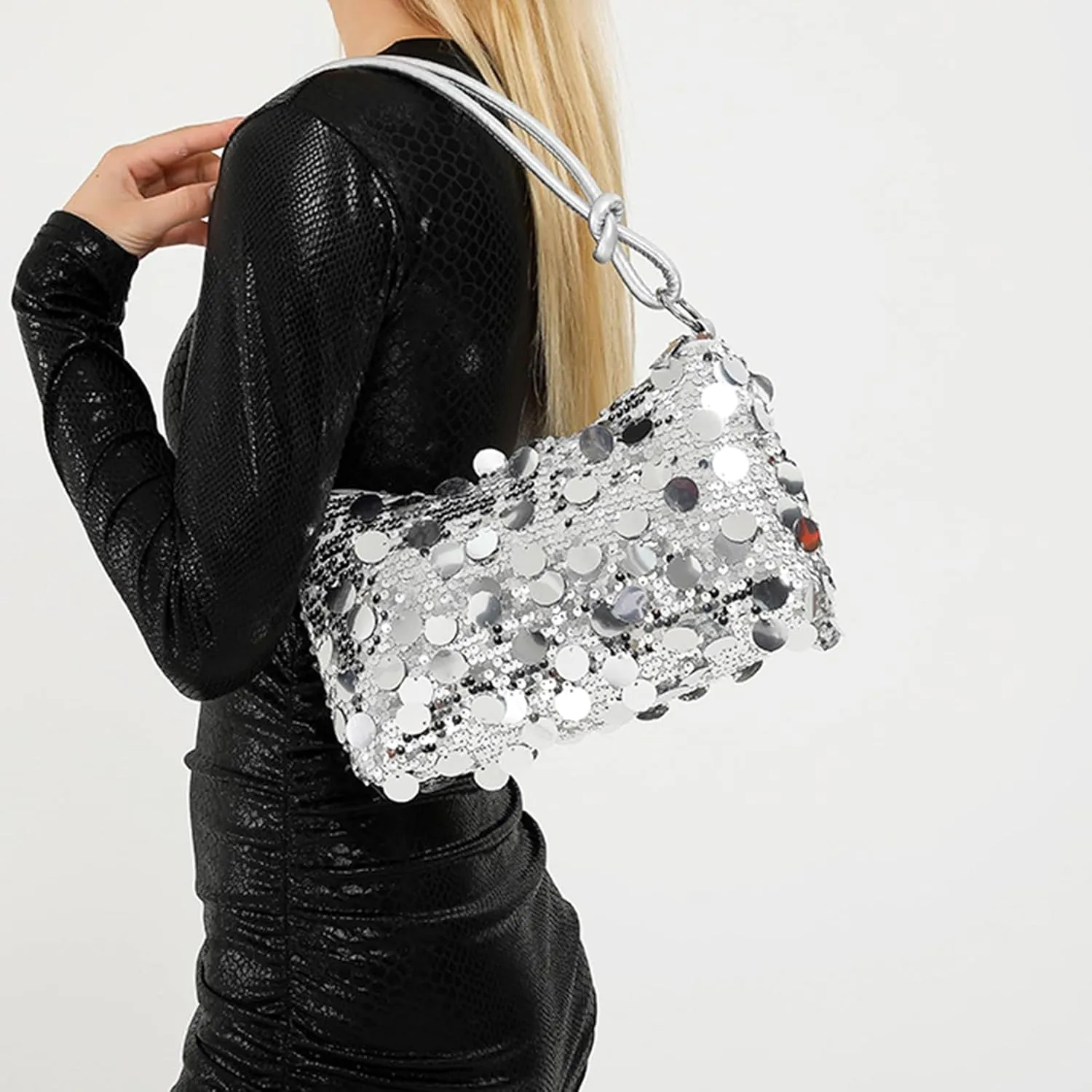 Women Sequin Bag Small Shoulder Tote Sparkly Purse Clutch Handbags Evening Bag Party Bling Glitter Sparkle Sequin Purse