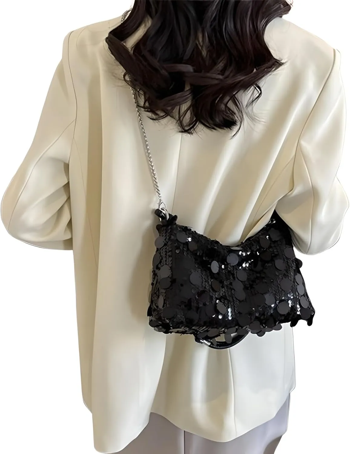 Women Sparkly Sequin Clutch Purse Glitter Evening Handbag Bling Crossbody Bag for Party Prom Banquet