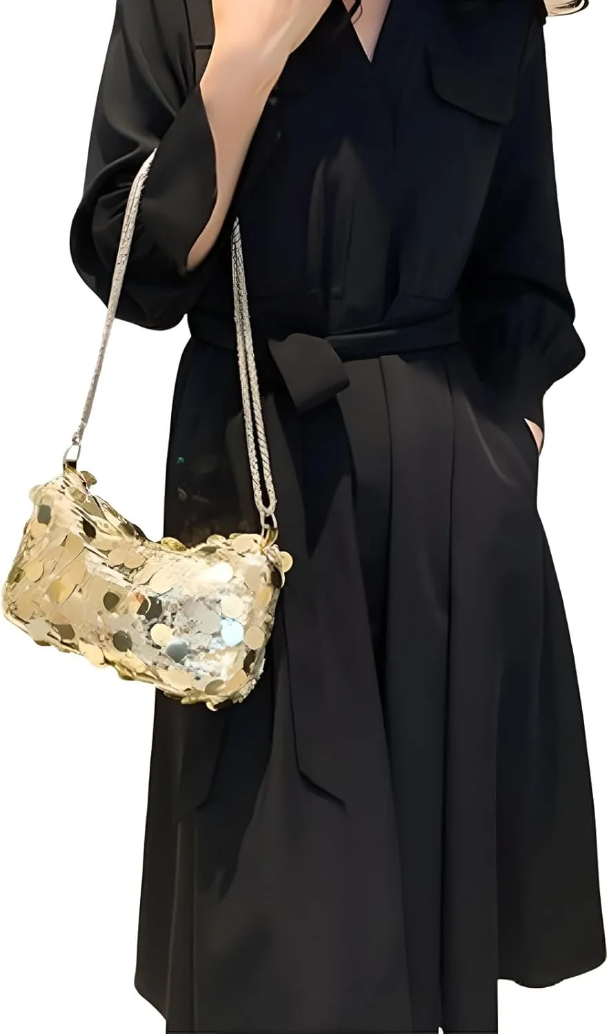 Women Sparkly Sequin Clutch Purse Glitter Evening Handbag Bling Crossbody Bag for Party Prom Banquet