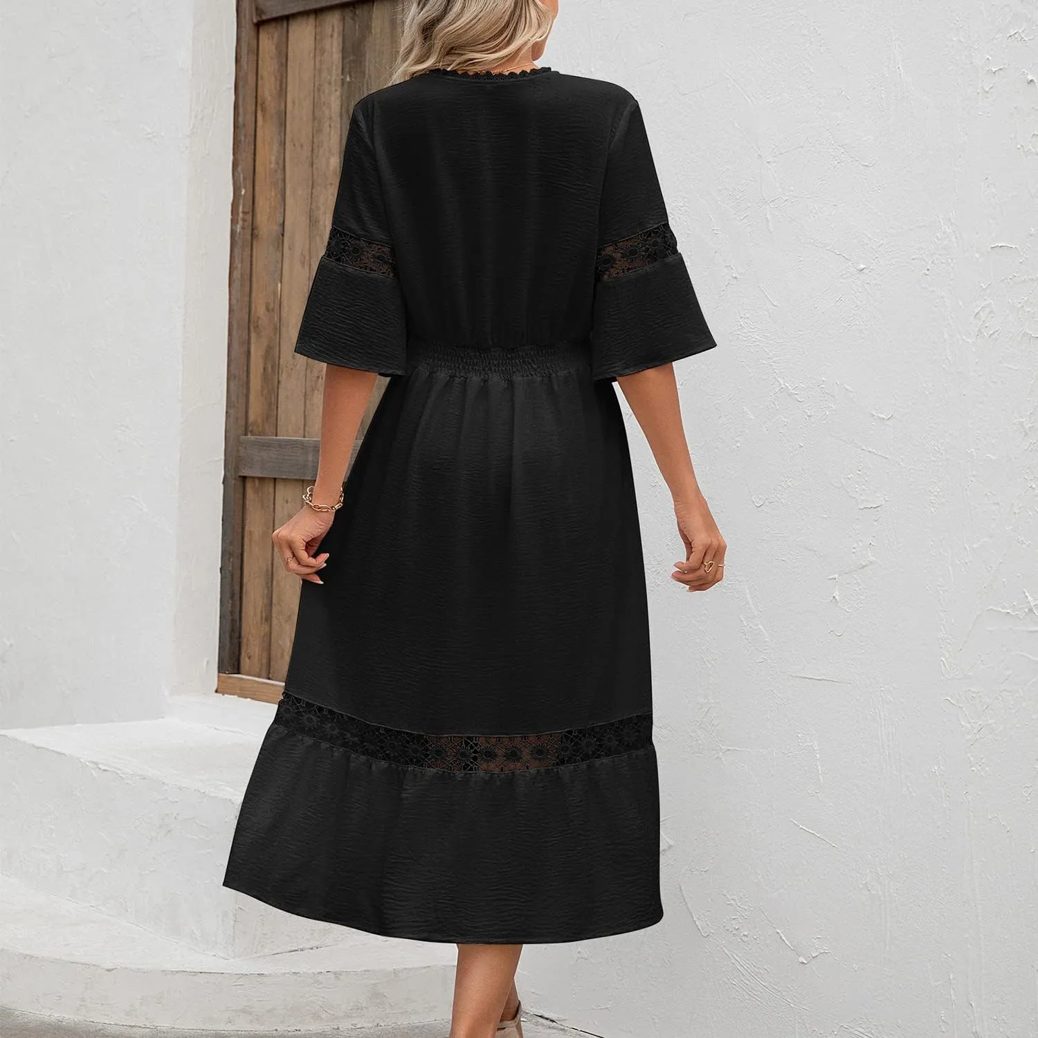 Women's Bohemian White Dress Summer Hollow Sleeveless Tank Lace Backless Fresh and Elegant Slim Strap Long Dress