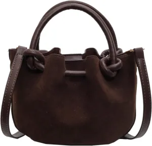 Women's Brown Suede Crossbody Bag,Small Crossbody Bag Shoulder Bag for Women,Small Purse Suede Bag Handbags,Small Bucket bag