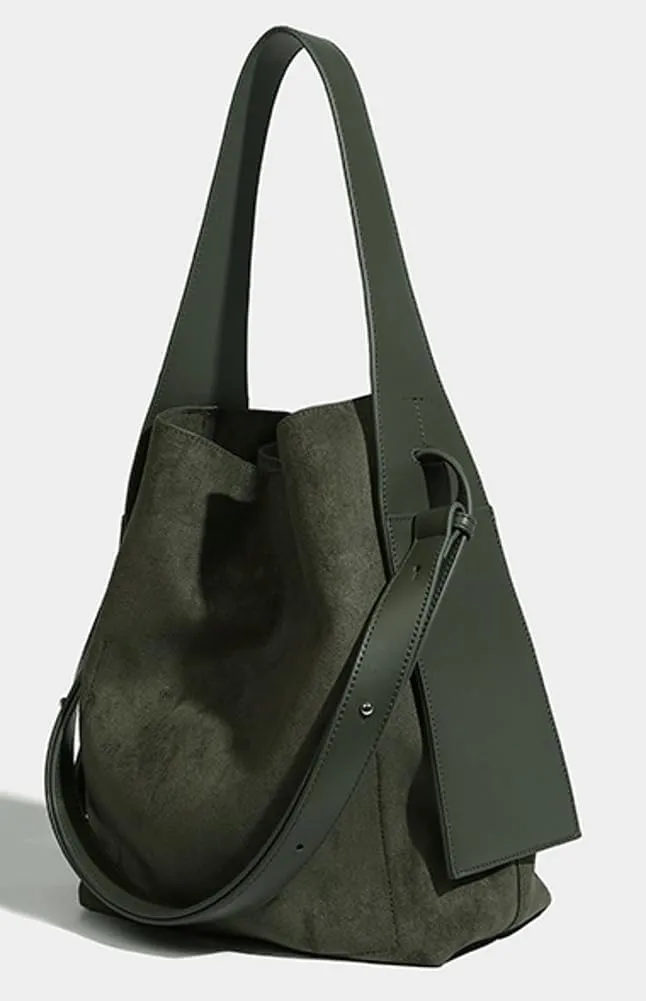 Women's Bucket Tote Bags Fashion Large Top Handle Satchel Handbags PU Leather Suede Shoulder Crossbody Purses