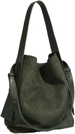 Women's Bucket Tote Bags Fashion Large Top Handle Satchel Handbags PU Leather Suede Shoulder Crossbody Purses