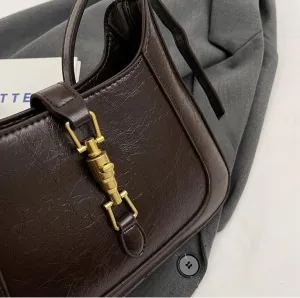 Women's Burgundy Bag PU Leather Clasp Zipper Shoulder Bag Small Wine Colored Purse Vintage Crossbody Bag