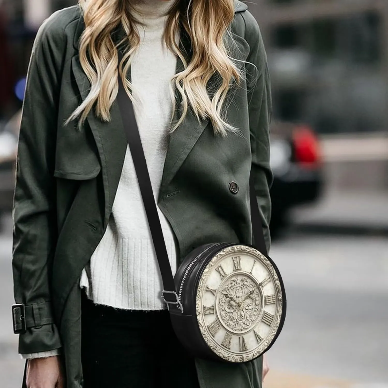 Womens Circle Bag Round Shape Crossbody Bag Leather Round Purses Circle Cross Body Shoulder Bag for Party