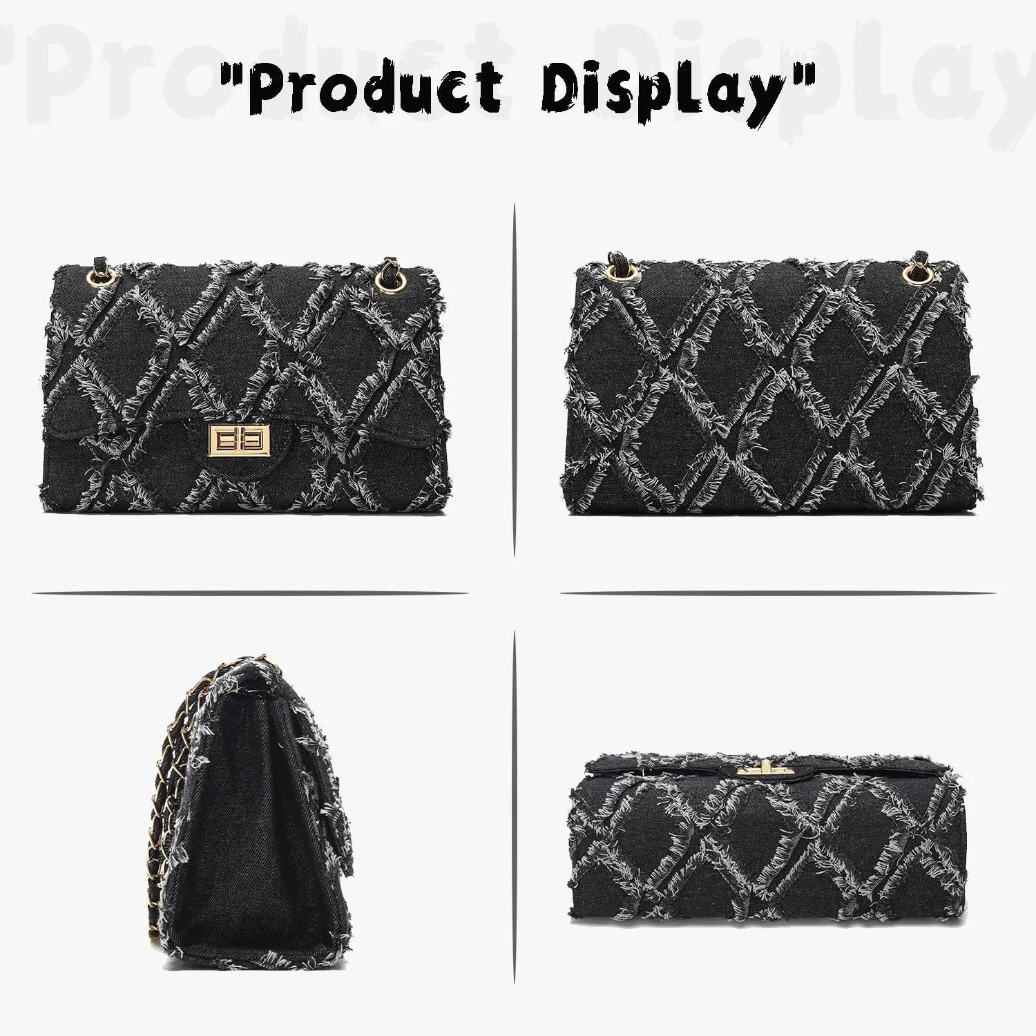 Women's Clutch with Fringe Detailing and Chain Quilted Shoulder Strap Crossbody Handbag,Soft Vegan Leather Purse