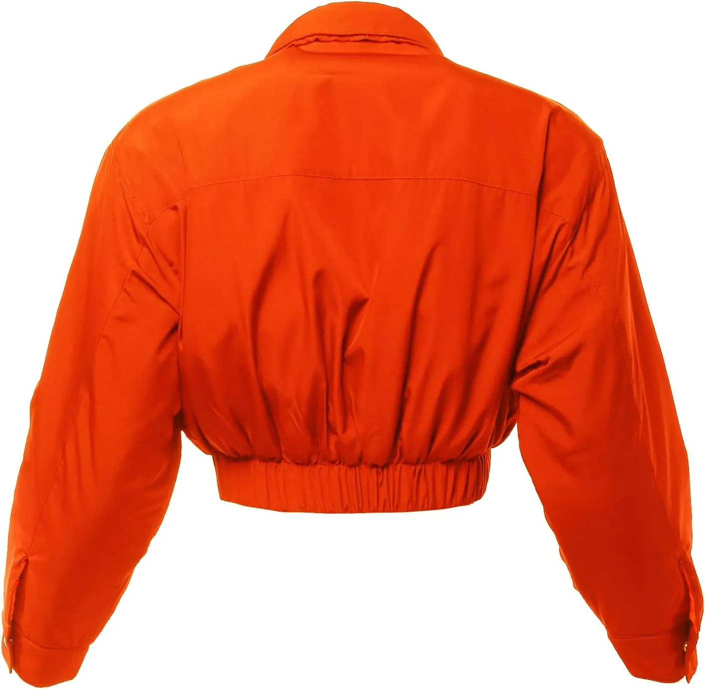 Women's Cropped Front Two Pocket Snap Quilted Padding Bomber Jacket