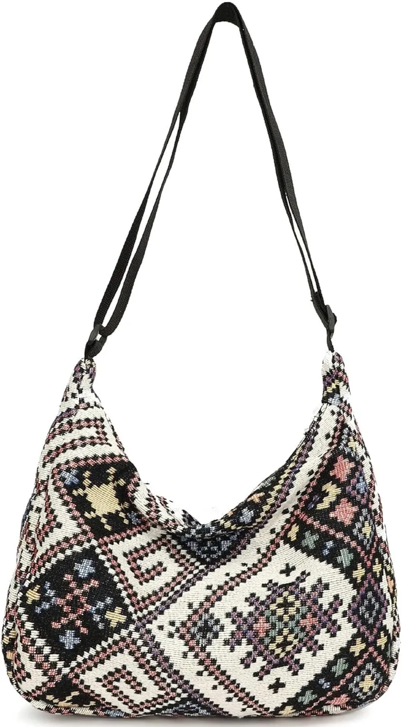 Women's Crossbody Bag Contrast Color Plaid Striped Saddle Shoulder Handbag Underarm Satchel Tote Clutch Purse Hobo Bag