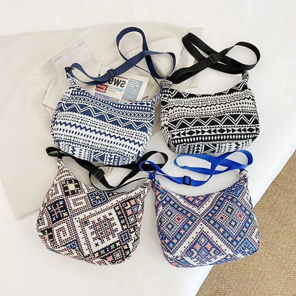 Women's Crossbody Bag Contrast Color Plaid Striped Saddle Shoulder Handbag Underarm Satchel Tote Clutch Purse Hobo Bag