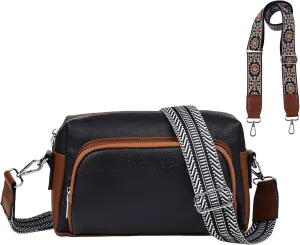 Women's Crossbody Handbags Vegen Leather Purses 2Pcs Hobo Purse Bags Wallet Set with 2 Adjustable Guitar Strap