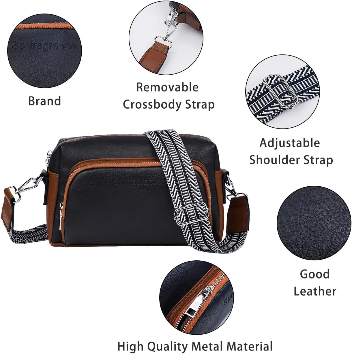 Women's Crossbody Handbags Vegen Leather Purses 2Pcs Hobo Purse Bags Wallet Set with 2 Adjustable Guitar Strap