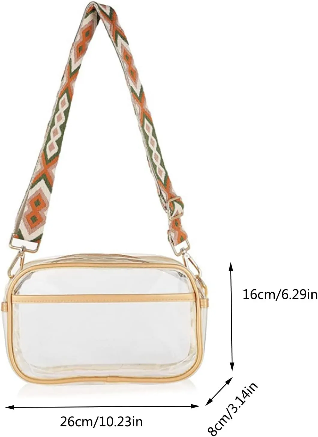 Womens Crossbody Leather Handbag Stadium Approved with Front Pocket for Concerts 2025 Large Handbags(Gold)