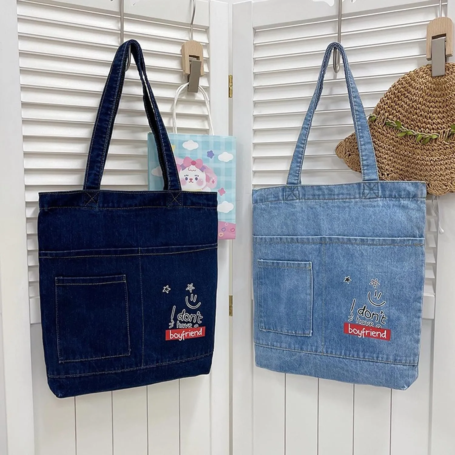 Women's denim wallet, casual handbag, crossbody shoulder bag, girl tote canvas bag