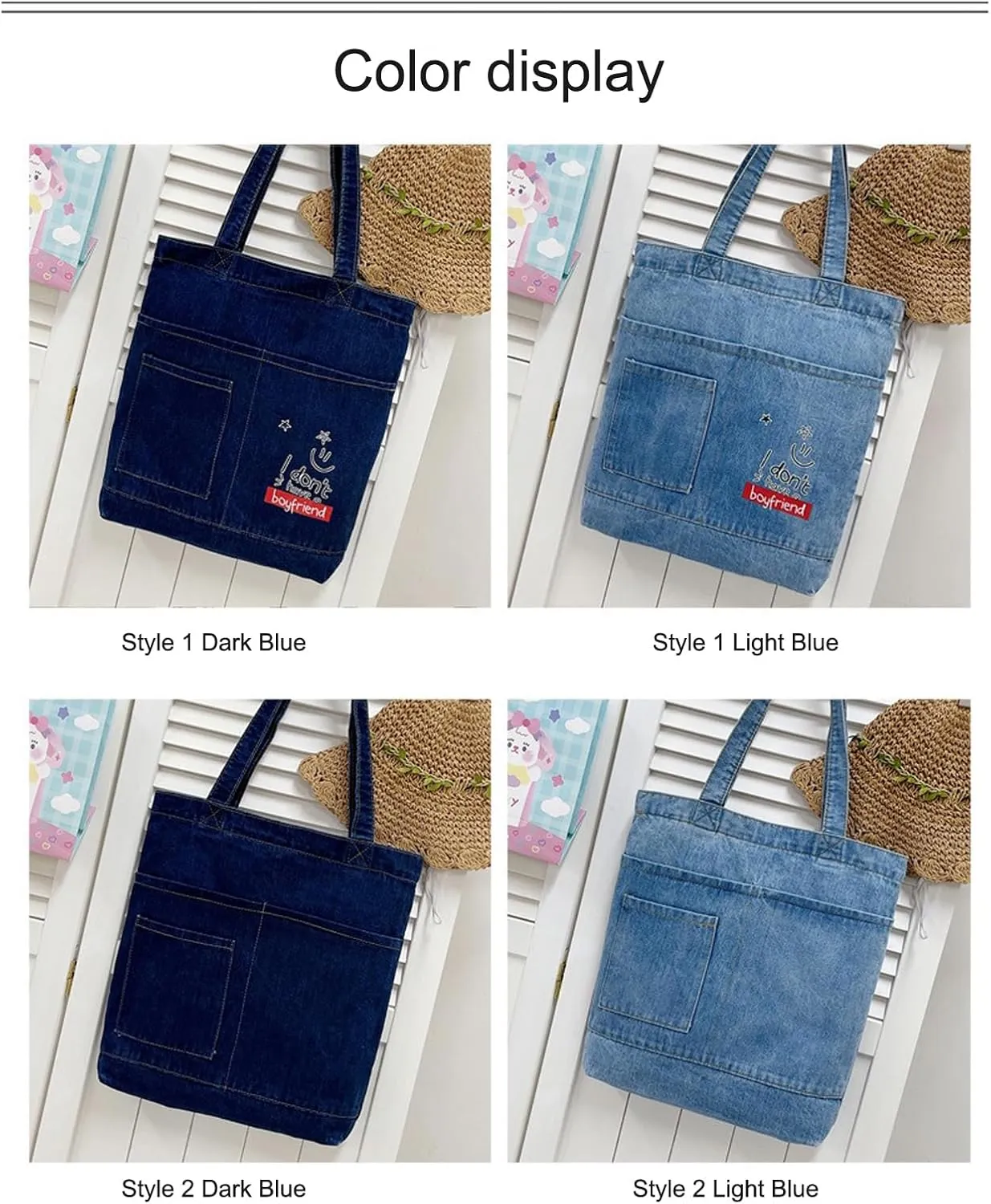 Women's denim wallet, casual handbag, crossbody shoulder bag, girl tote canvas bag