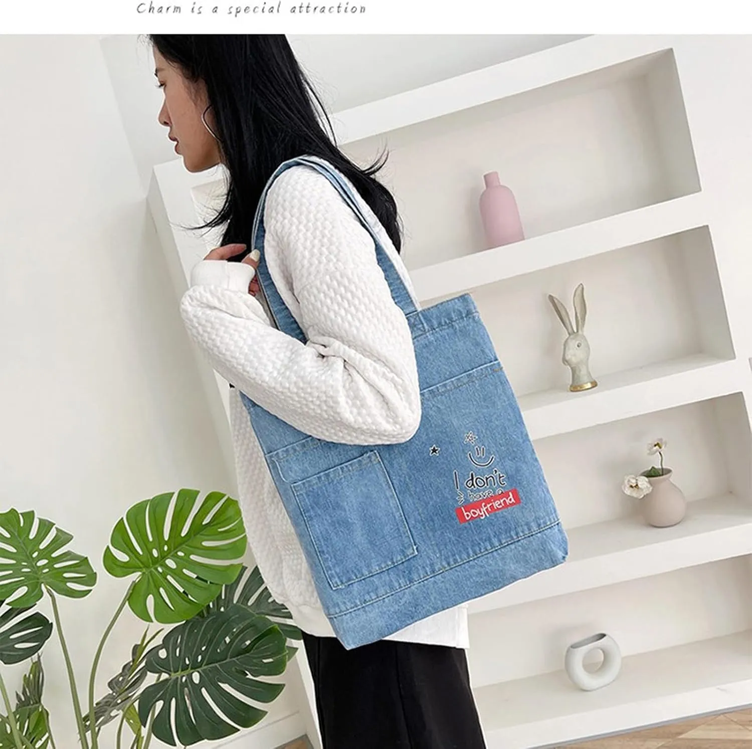 Women's denim wallet, casual handbag, crossbody shoulder bag, girl tote canvas bag
