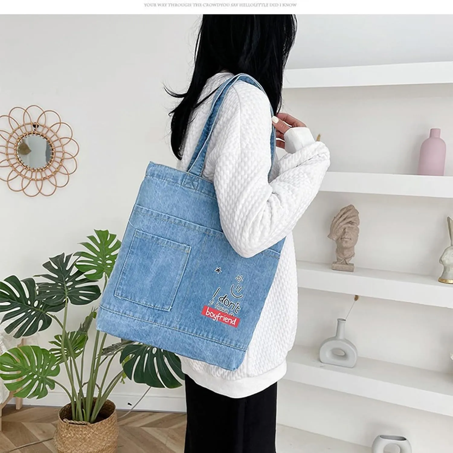 Women's denim wallet, casual handbag, crossbody shoulder bag, girl tote canvas bag