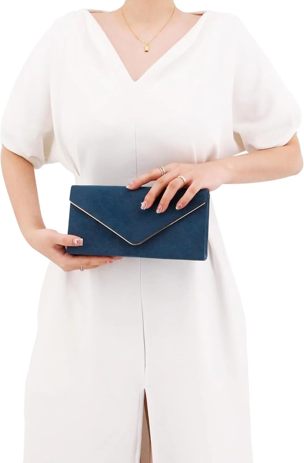 Womens Elegant Suede Evening Envelop Bag Handbag Clutch Purse for Wedding Party Prom