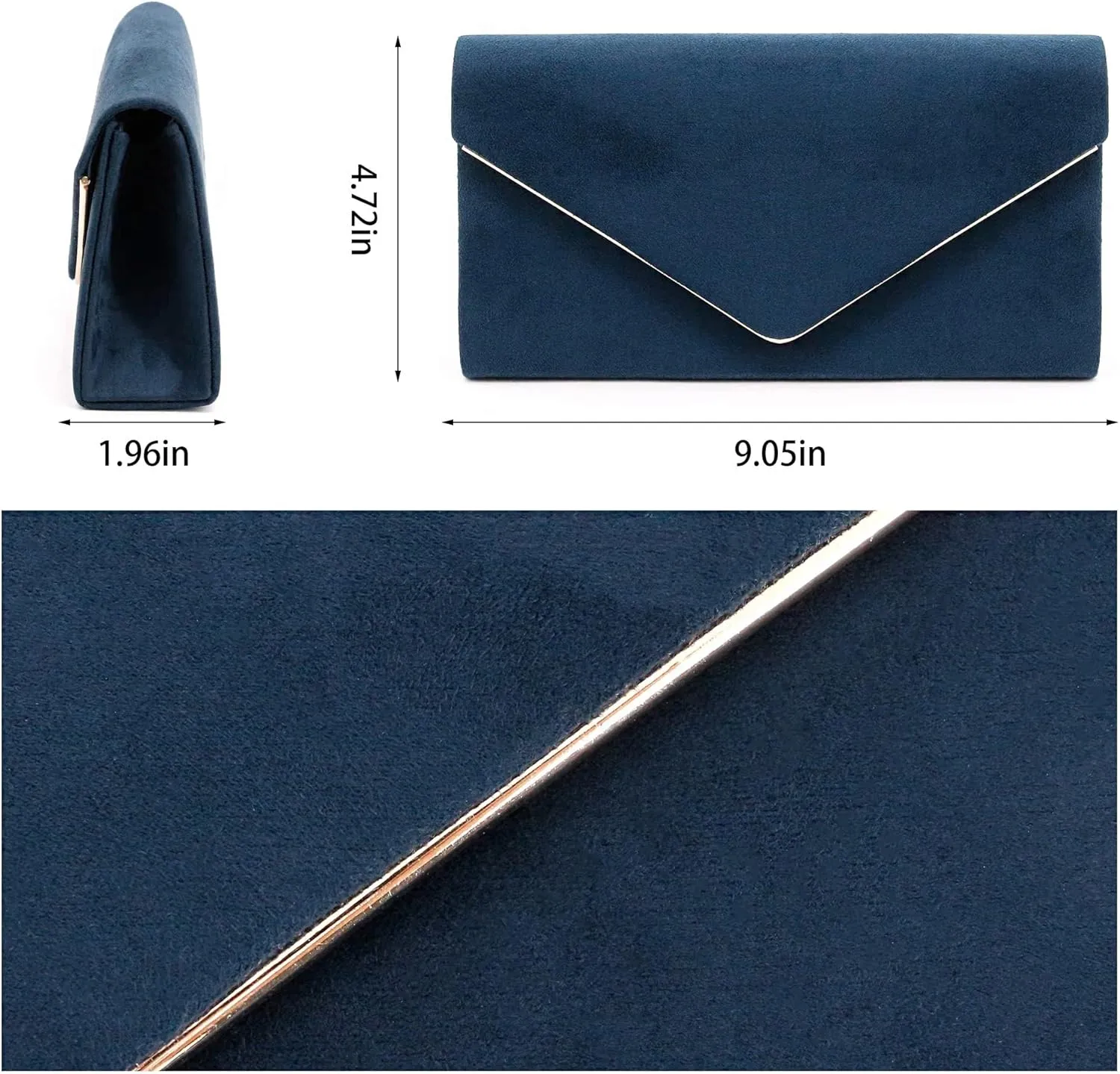 Womens Elegant Suede Evening Envelop Bag Handbag Clutch Purse for Wedding Party Prom