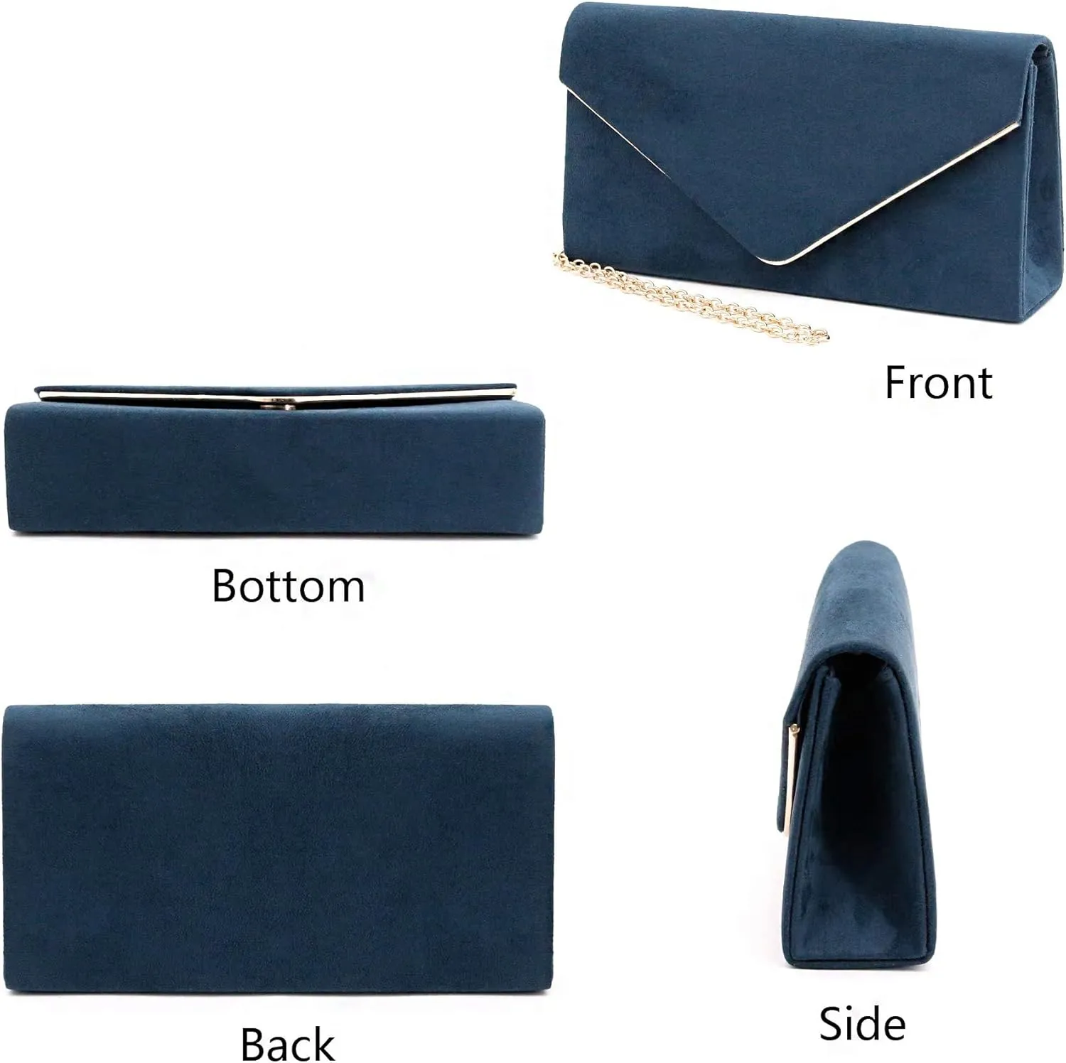 Womens Elegant Suede Evening Envelop Bag Handbag Clutch Purse for Wedding Party Prom