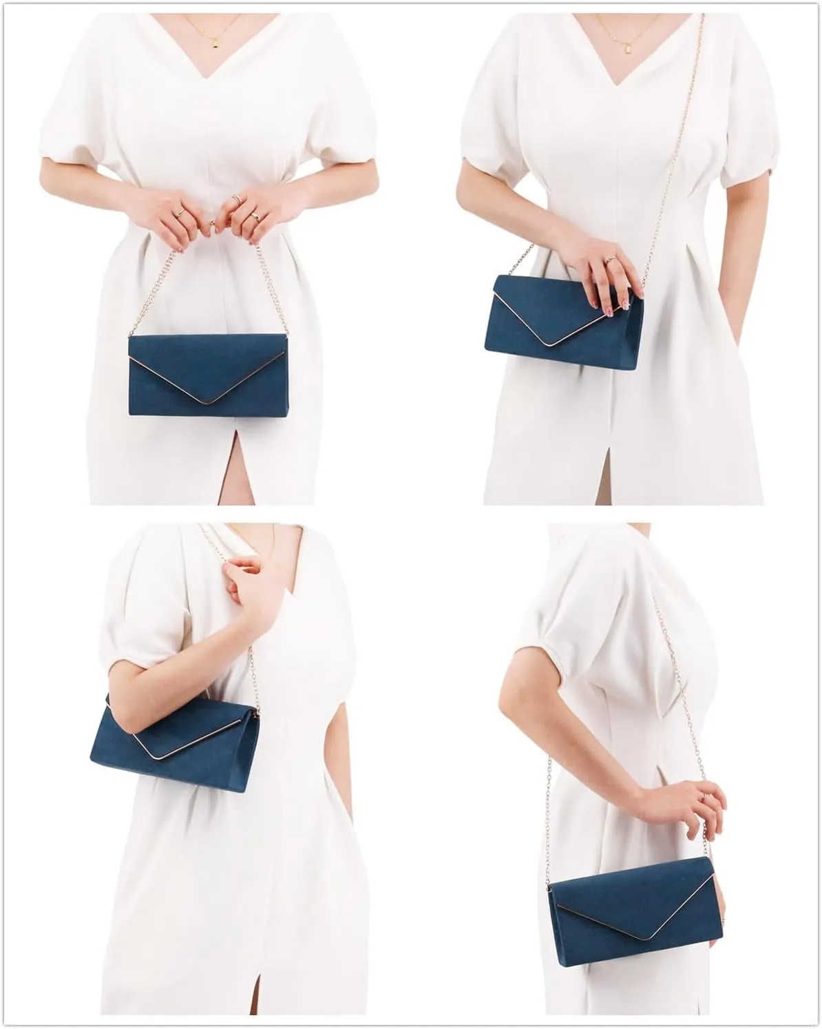 Womens Elegant Suede Evening Envelop Bag Handbag Clutch Purse for Wedding Party Prom