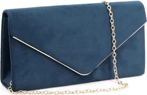 Womens Elegant Suede Evening Envelop Bag Handbag Clutch Purse for Wedding Party Prom