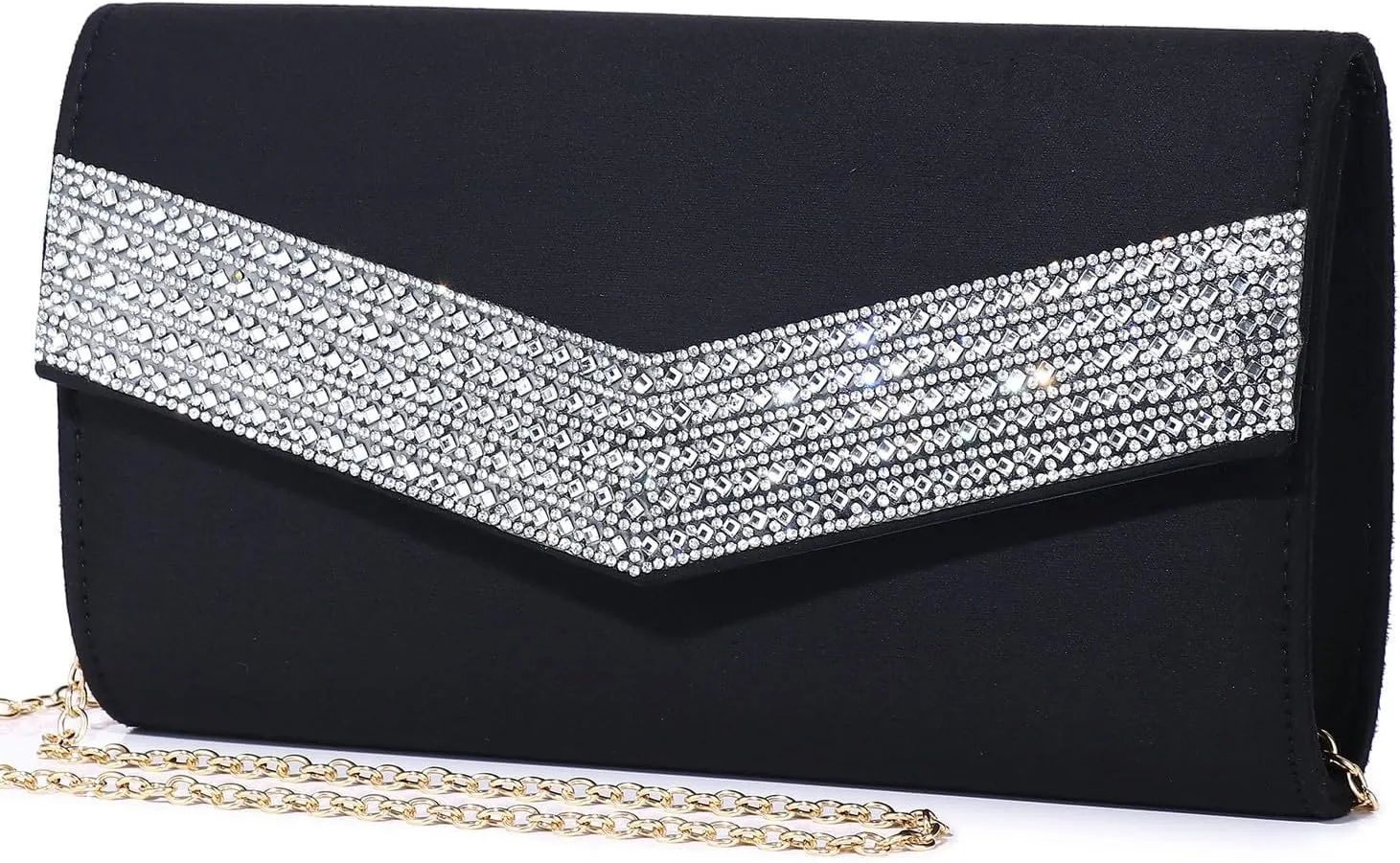 Women's Evening Bags Faux Suede Envelope Clutch Purse Shiny Rhinestone Women Handbags for Wedding Party Prom