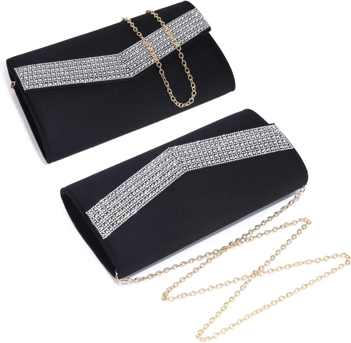 Women's Evening Bags Faux Suede Envelope Clutch Purse Shiny Rhinestone Women Handbags for Wedding Party Prom