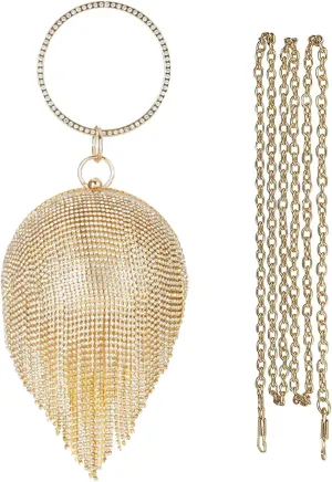 Women's Evening Handbag Round Ball Crystal Clutch Purse Sparkly Sequin Glitter Shoulder Bag
