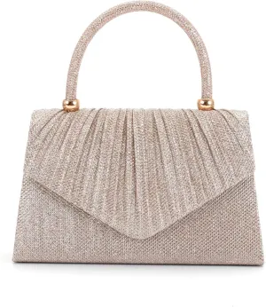 Women's Evening Handbags, Elegant Pleated Clutch Purse for Formal Prom Tea Party Wedding guest Cocktail Night Date