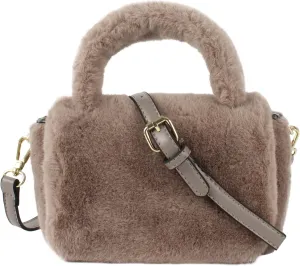 Women's Faux Fur Satchel Purse Plush Soft Crossbody Shoulder Winter Top Handle