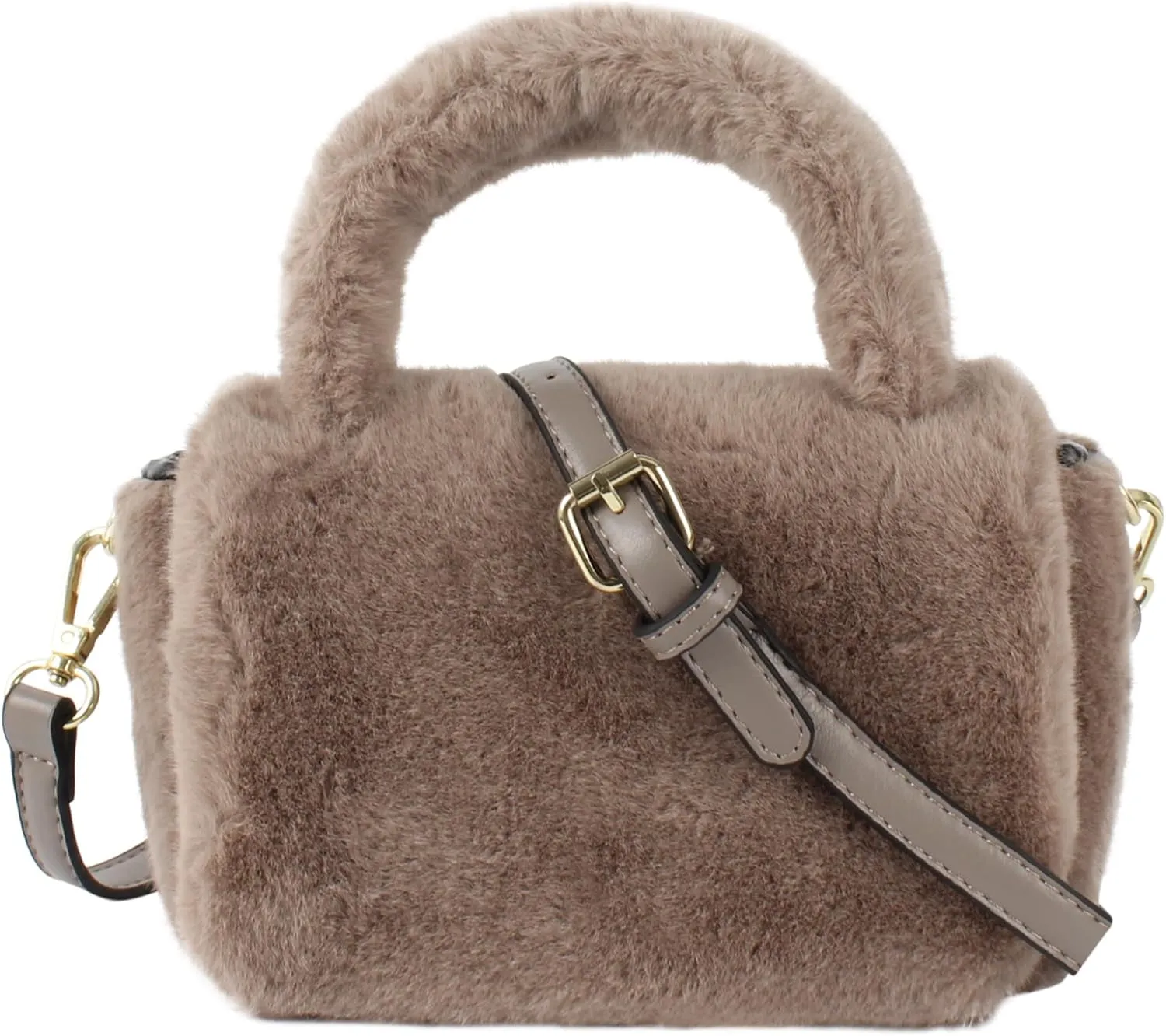 Women's Faux Fur Satchel Purse Plush Soft Crossbody Shoulder Winter Top Handle