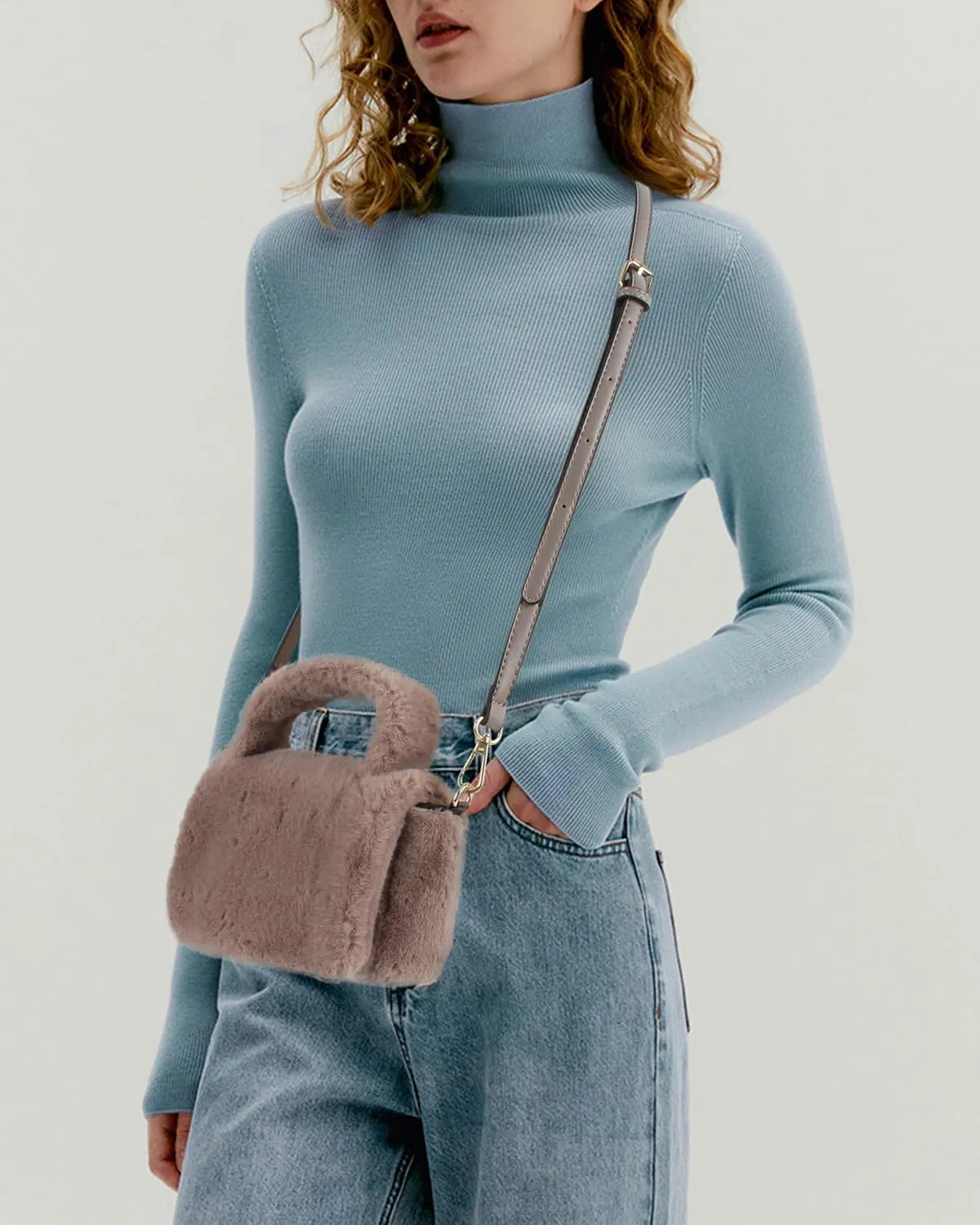 Women's Faux Fur Satchel Purse Plush Soft Crossbody Shoulder Winter Top Handle