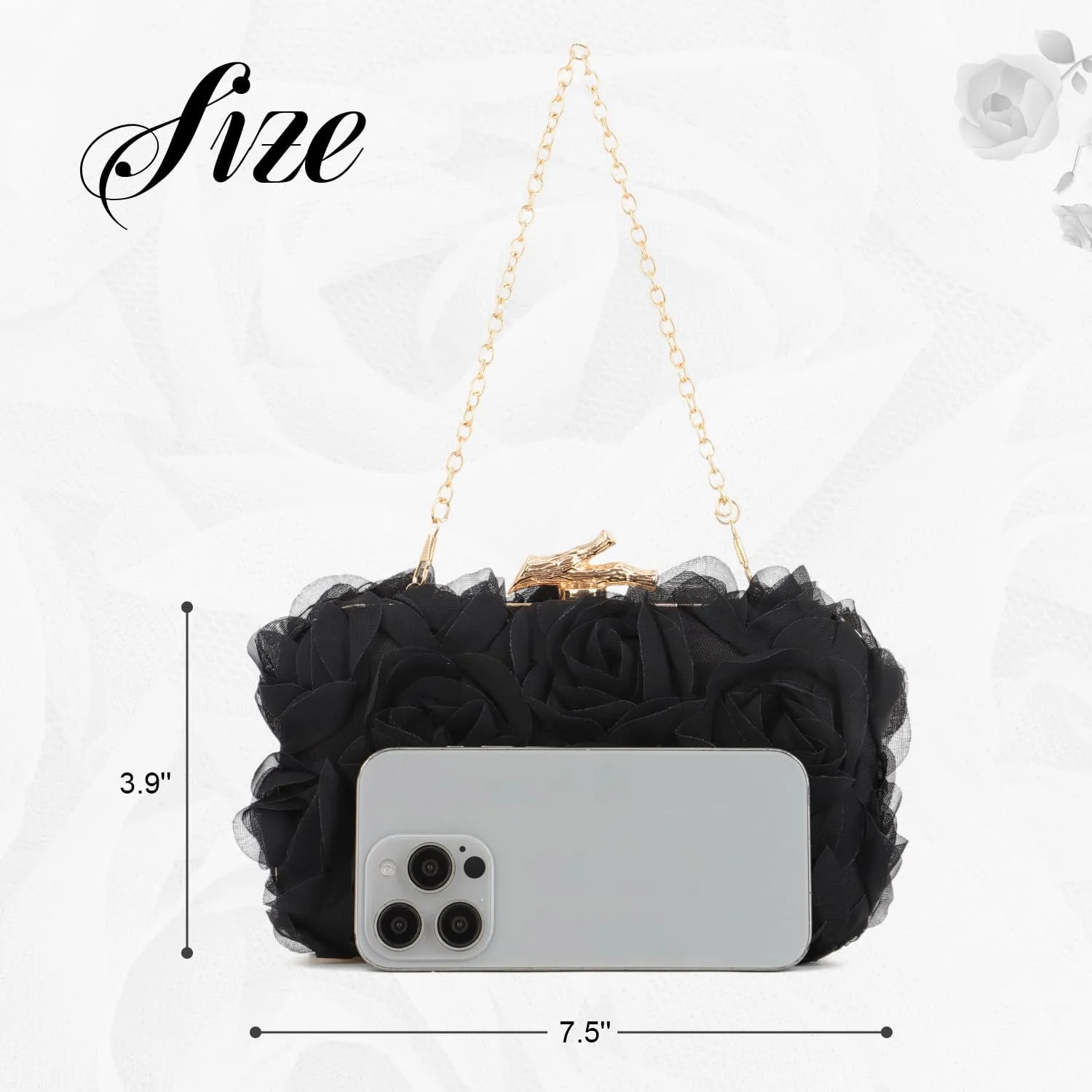 Women's Lace Floral Clutch Purses Formal Flower Evening Handbags with Chain for Wedding, Prom, Party