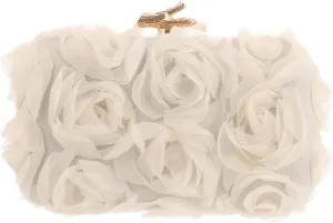 Women's Lace Floral Clutch Purses Formal Flower Evening Handbags with Chain for Wedding, Prom, Party