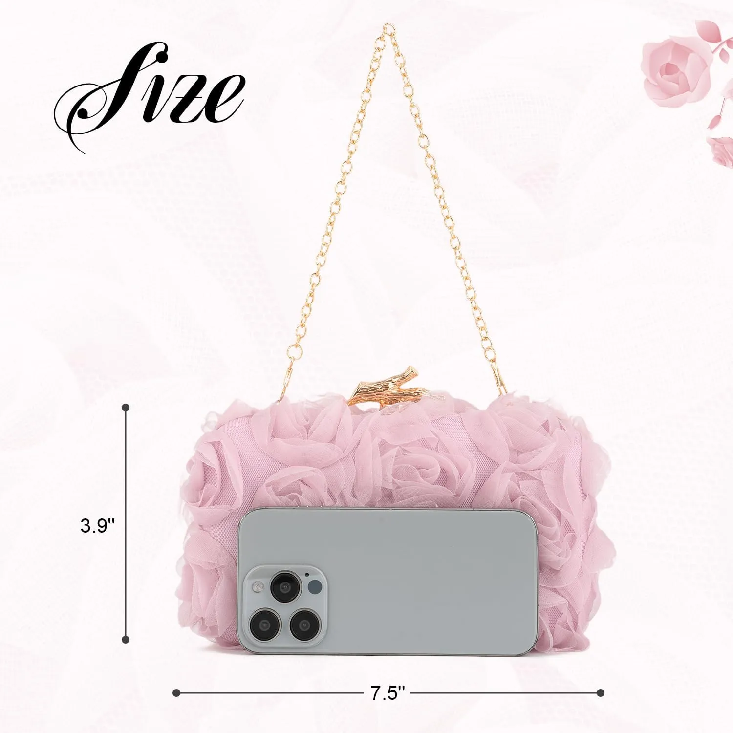Women's Lace Floral Clutch Purses Formal Flower Evening Handbags with Chain for Wedding, Prom, Party