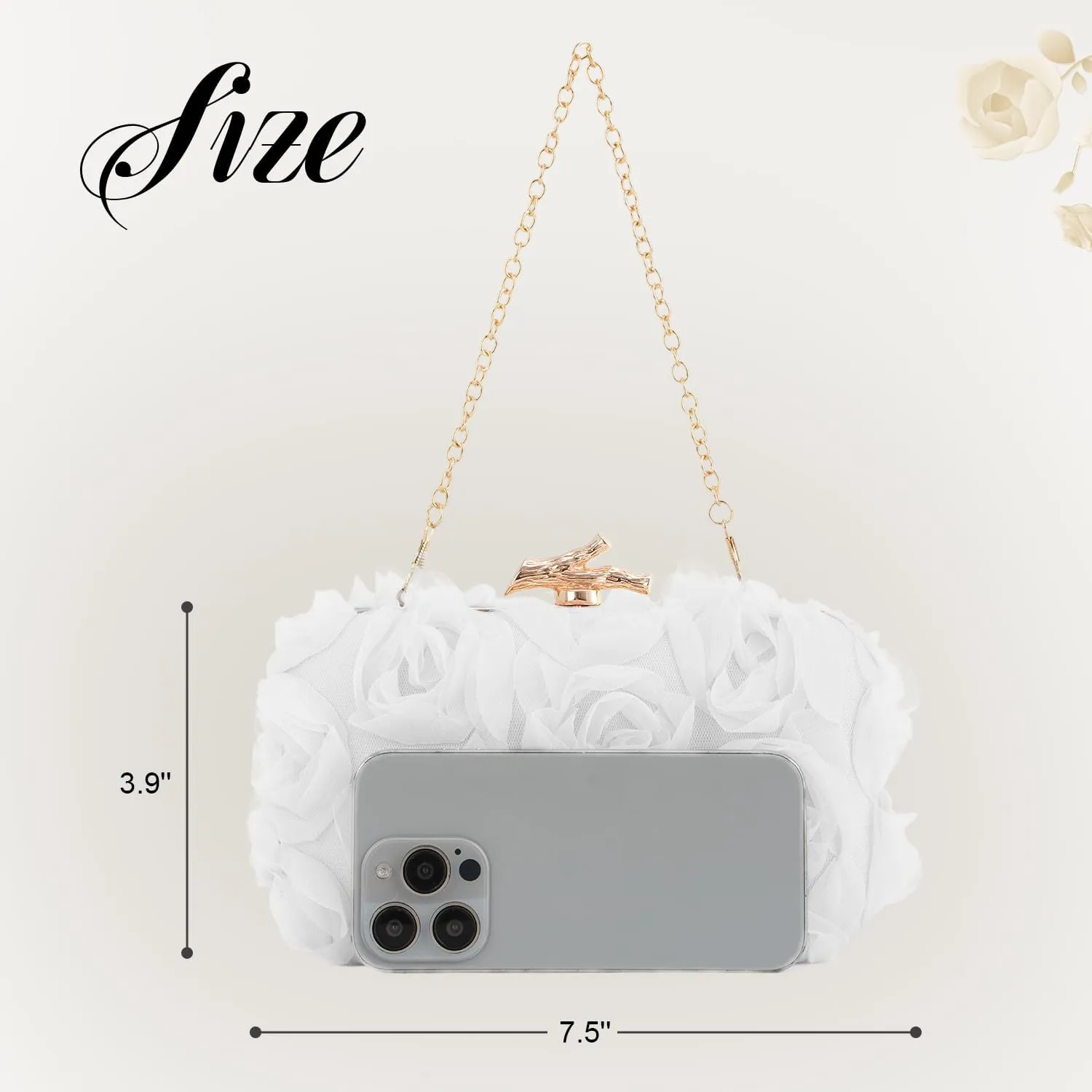 Women's Lace Floral Clutch Purses Formal Flower Evening Handbags with Chain for Wedding, Prom, Party