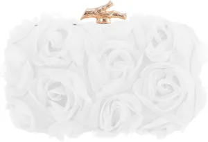Women's Lace Floral Clutch Purses Formal Flower Evening Handbags with Chain for Wedding, Prom, Party