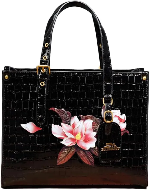 Women's Leather Bags and Handbags Crocodile Vintage Embossed Top Handle Crossbody with Shoulder Strap