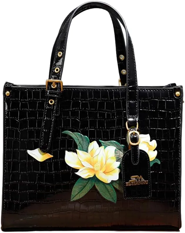 Women's Leather Bags and Handbags Crocodile Vintage Embossed Top Handle Crossbody with Shoulder Strap