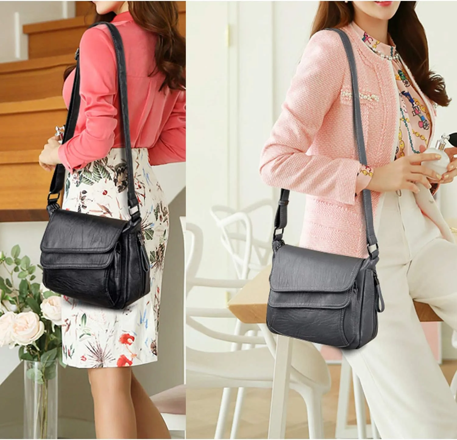 Women's PU Leather Crossbody & Shoulder Bags - Travel - Ready With Multiple Pockets