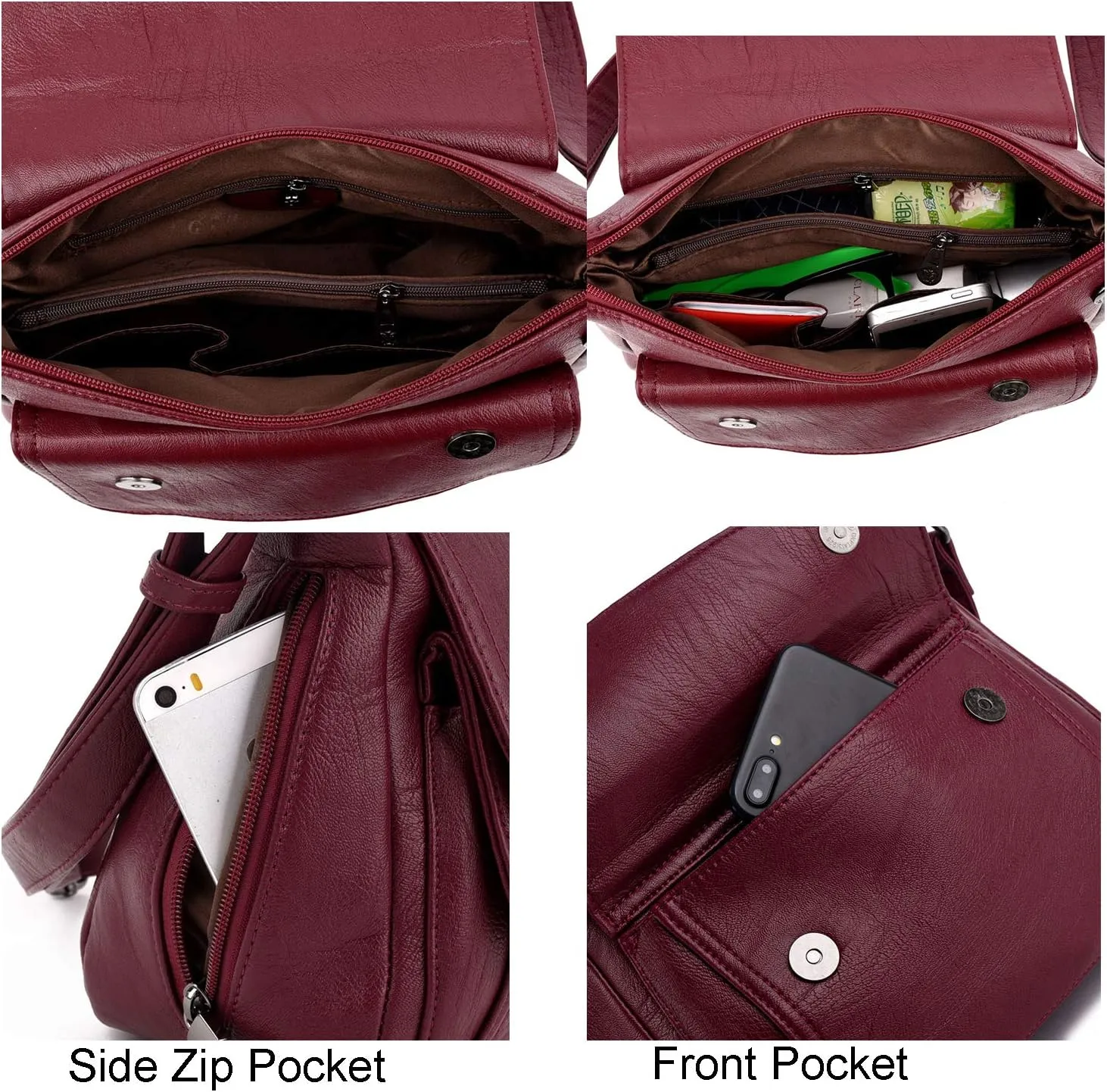 Women's PU Leather Crossbody & Shoulder Bags - Travel - Ready With Multiple Pockets