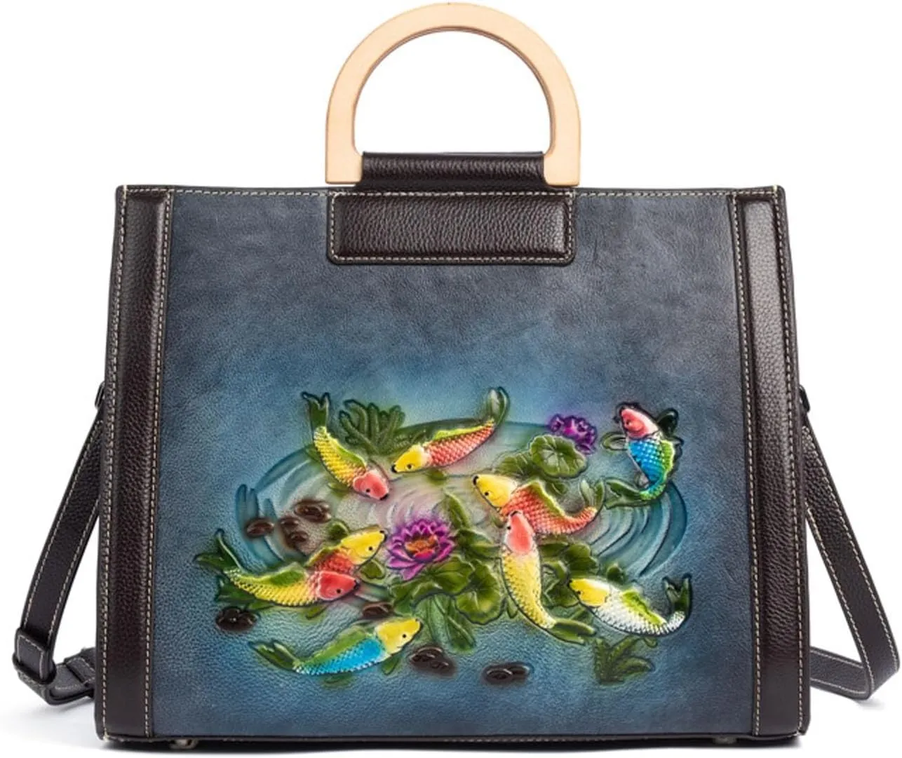 Women's Retro Crossbody Bag, Leather Shoulder Bag, Pure Hand-carved Handbag, Large Capacity Shoulder Bag
