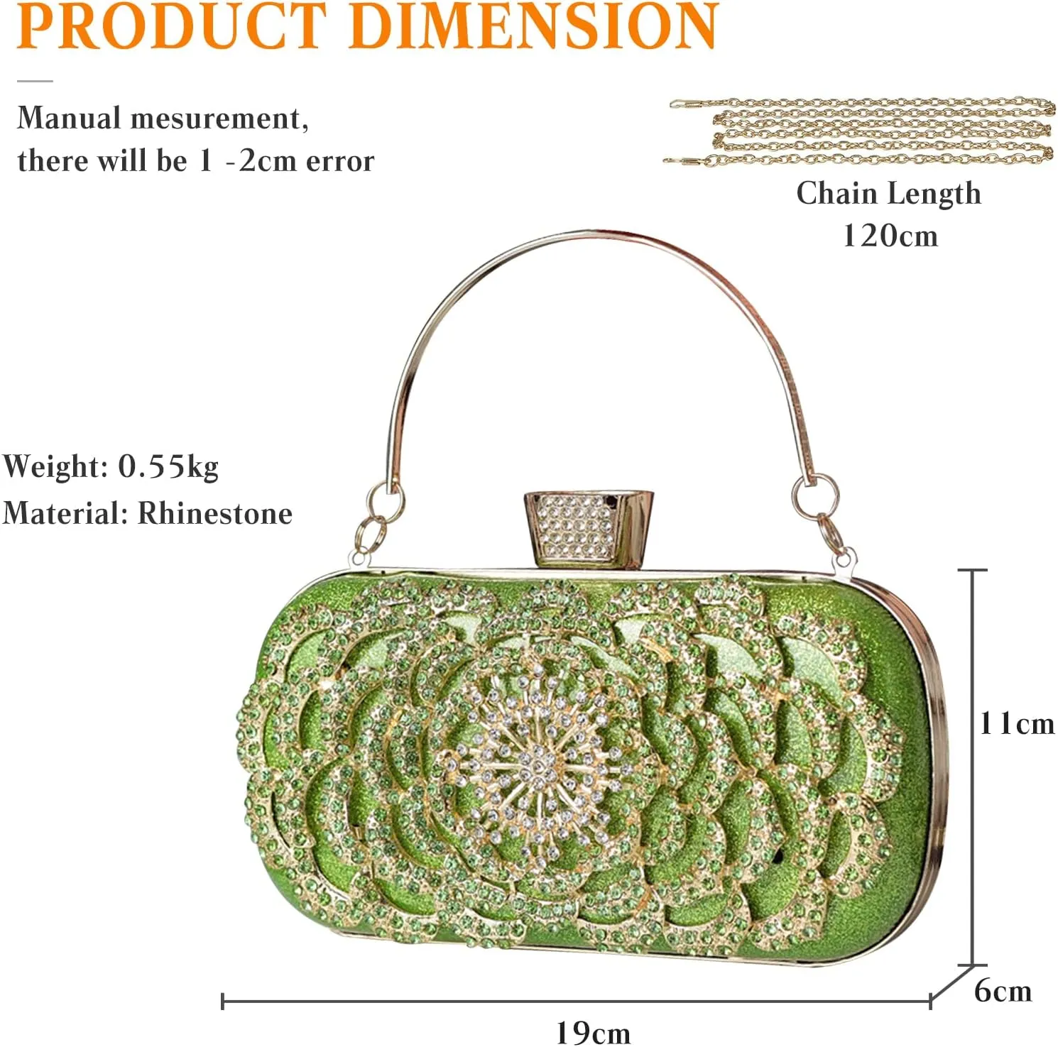 Womens Rhinestone Evening Bag Sparkly Glitter Sequin Handbag Crystal Clutch Bag Bridal Wedding Purse