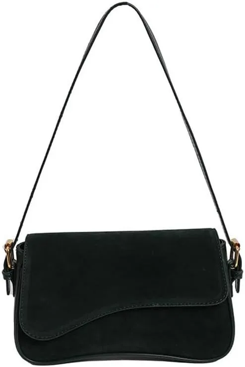 Women's Shoulder Bag Suede Handbag Underarm Purse Tote Bag Brown Suede Purse Y2K Crossbody Bag with 2 Removable Straps
