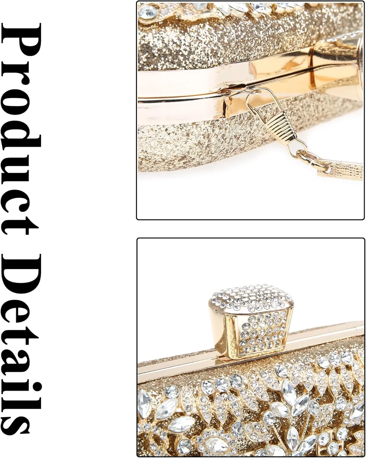 Womens Sparkly Rhinestone Crystal Clutch Bag Glitter Sequin Bridal Purse Evening Handbag for Wedding Party Prom