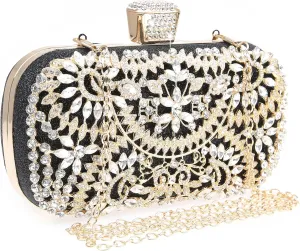 Womens Sparkly Rhinestone Crystal Clutch Bag Glitter Sequin Bridal Purse Evening Handbag for Wedding Party Prom